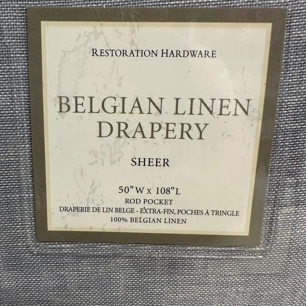 Restoration Hardware Belgian Linen Drapery 2 Pc Grayish Blue 50 x 108 inch NEW
